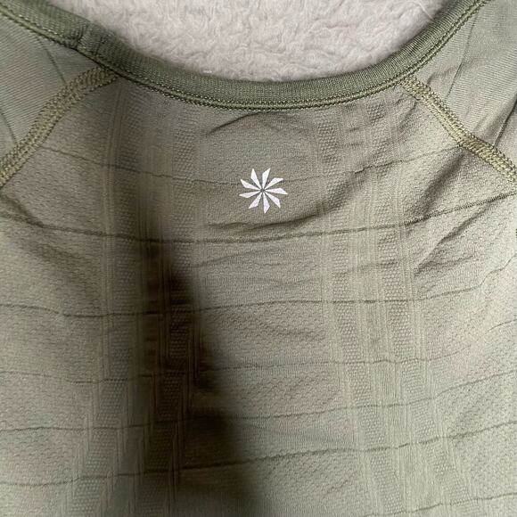 Athleta womens workout top non slip ruched short sleeve striped tight gym Small - Picture 3 of 9